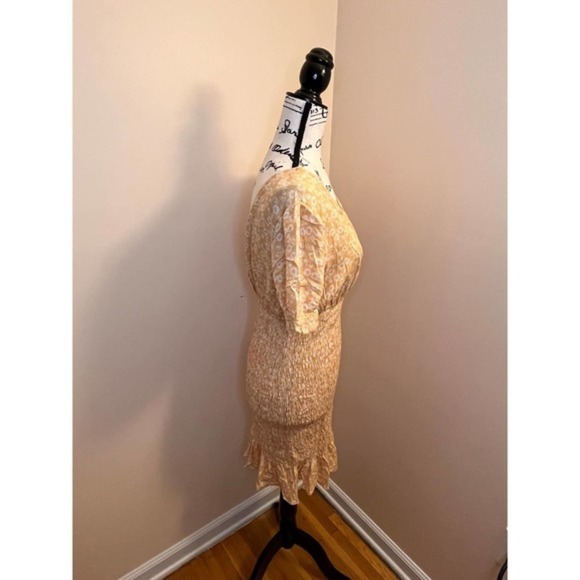 Urban Outfitters Lumiere Yellow Floral Smocked Mini Dress Cottagecore - Picture 3 of 12